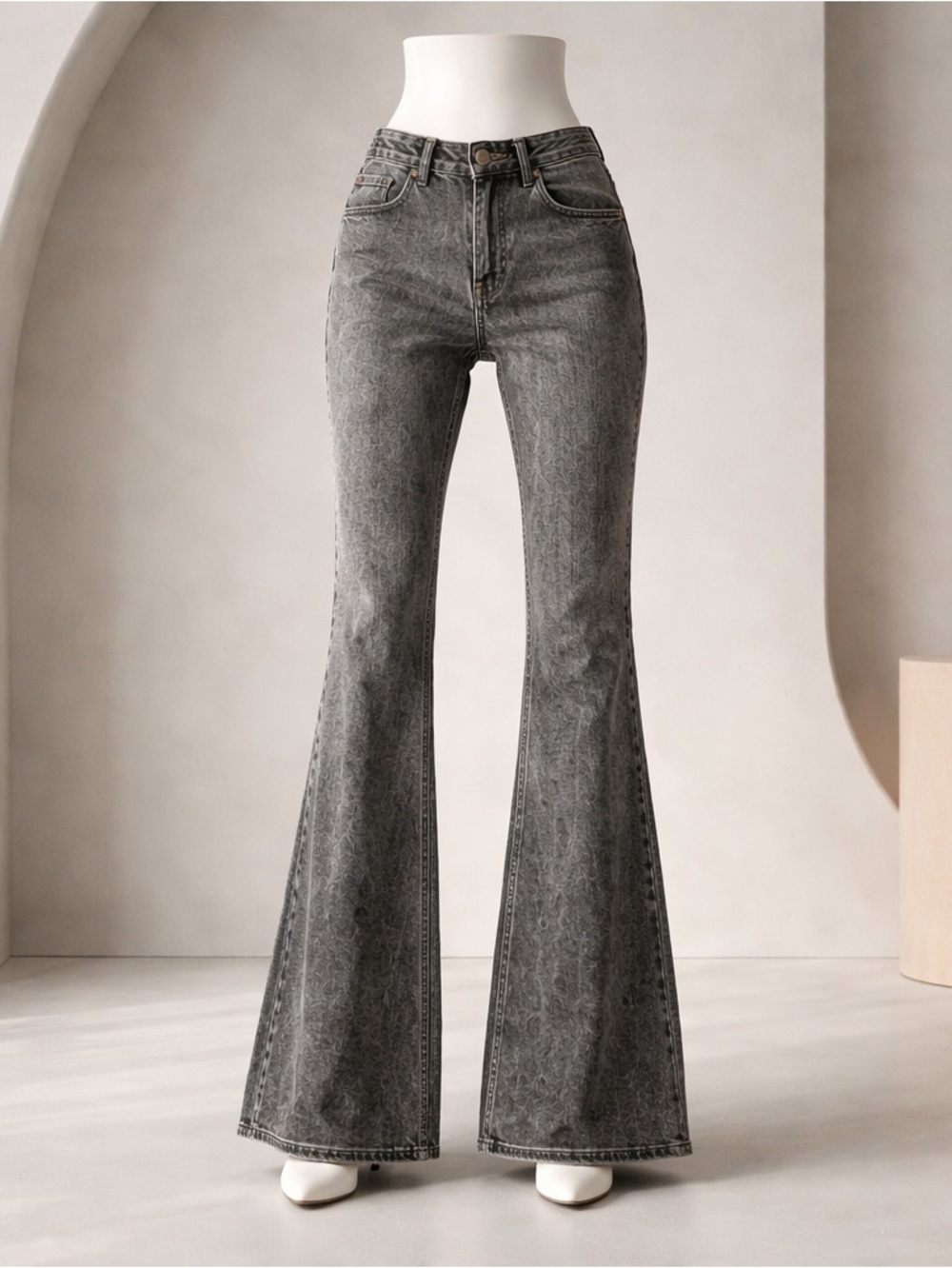 Fashion Nova Forever Stretch Low Rise Flare Jeans Grey Womens Size 16